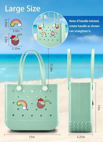 Baonat Beach Bag Rubber Tote Bag - Waterproof Travel Bag for Women Washable Tote Bag Handbag for Sports Beach Market Pool - Image 3