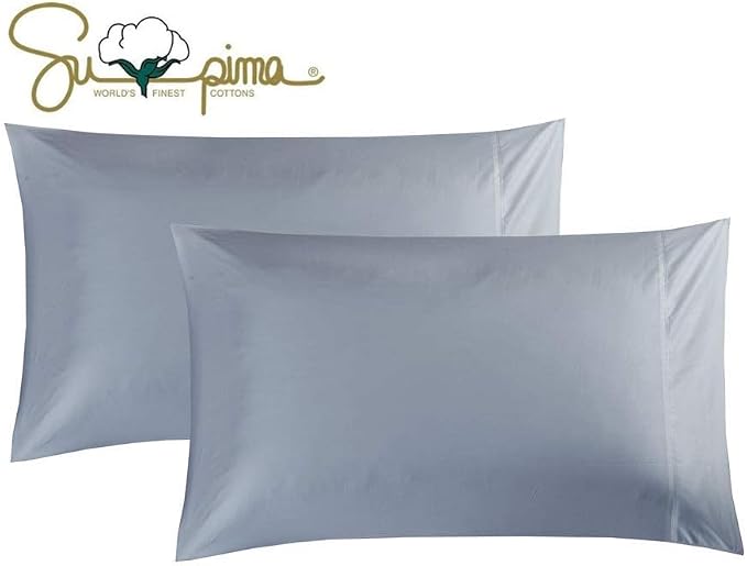 100% Supima Cotton 600 Thread Count King Pillowcase Set of 2, Luxury Hotel Pillow Cases,Soft & Silky Sateen Weave, Premium Quality King Pillowcase 2 Pieces (Blue Grey,King) by ELINEN