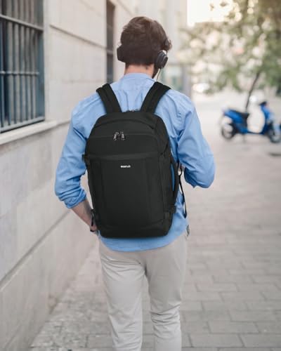 ECOHUB 17'' Small Travel Backpack, United Airlines Personal Item Bag 16.9"x10"x7.5" Carry on Backpack with USB Port Luggage Sleeve Travel Essentials for Men Women Water Resistant, Black - Image 2