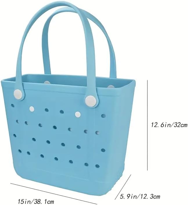 Rubber Beach Bag for Women, Waterproof Travel Tote Bags for Beach | Waterproof Sand-proof Tote Bags with Zipper Pocket, Durable Lightweigh Tote Bag for Outdoor - Image 3