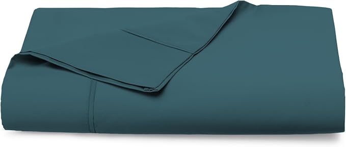 Pizuna Pure 100% Cotton Flat Sheets Only Twin XL Peacock Blue (1 PC), Luxurious 400 Thread Count Long Staple Cotton Sateen with 4" Hem (Combed Twin XL Flat Sheet Only Cotton) by Pizuna