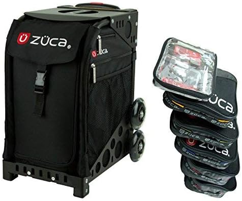 ZUCA Obsidian Sport Insert Bag with Black Frame (Non-Flashing Wheels), and Special Set of 5 Packing Pouches + Toiletry Bag Bundle by ZUCA