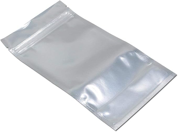 FERENLI 100 Pieces Stand Up Clear Front Zipper Lock Resealable Aluminum Mylar Foil Plastic Packaging Bag for Zip Heat Seal Package Lock with Tear Notch Long Term Food Storage 3.5x5.5 inch - Image 7