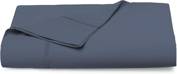 Pizuna Pure 100% Cotton Flat Sheets Only Twin XL Dark Blue (1 PC), Luxurious 400 Thread Count Long Staple Cotton Sateen with 4" Hem (Combed Twin XL Flat Sheet Only Cotton) by Pizuna