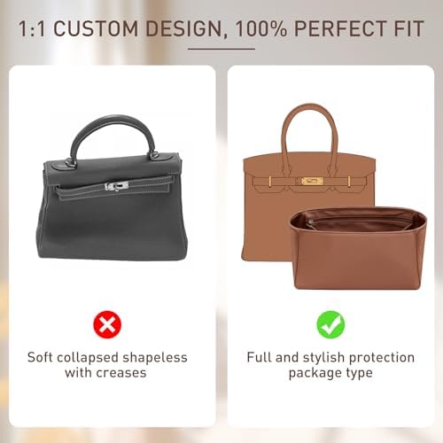 Doxo Premium Satin Fabric Birkin 35 Handbag Organizer - Luxury Inner Insert for Women's Tote Bags - Ultra-Soft & Lightweight - Perfect for Birkin 35 (BR35, Gold) - Image 4