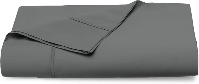 Pizuna Pure 100% Cotton Flat Sheets Only Full Dark Grey (1 PC), Luxurious 400 Thread Count Long Staple Cotton Sateen with 4" Hem (Combed Full Flat Sheet Only Cotton) by Pizuna