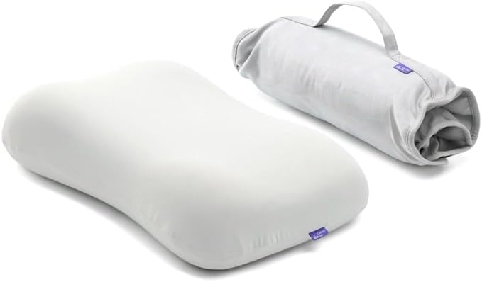 Cushion Lab Travel Deep Sleep Pillow – Compact Memory Foam Neck Pillow for Sleeping, Portable Pillow for Hotels, Camping, Side & Back Sleepers, On-the-Go – Calm Grey by CUSHIONLAB