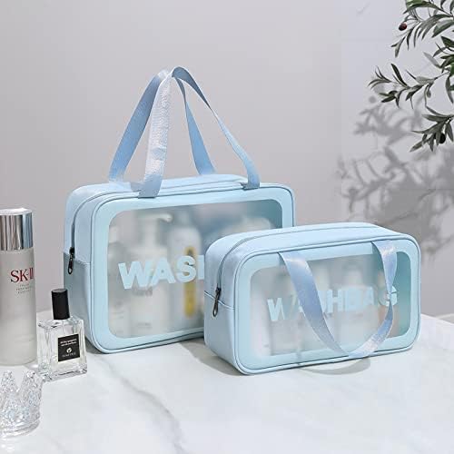 Travel Makeup Pouch Set Toiletry Bag Cosmetic Organizer Bag for Women and Girls Toiletry Storage Kit Set of 3, BLUE, M, Travel Accessories - Image 5