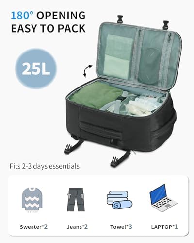 ECOHUB 17'' Small Travel Backpack, United Airlines Personal Item Bag 16.9"x10"x7.5" Carry on Backpack with USB Port Luggage Sleeve Travel Essentials for Men Women Water Resistant, Black - Image 5
