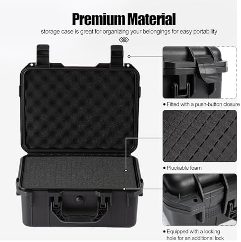 small Hard case Waterproof Hard Case with DIY Customizable Foam Insert Portable Protective for Camera Drones Equipments Tools Test Instruments 14.2''x11.4''x6.3'' - Image 2