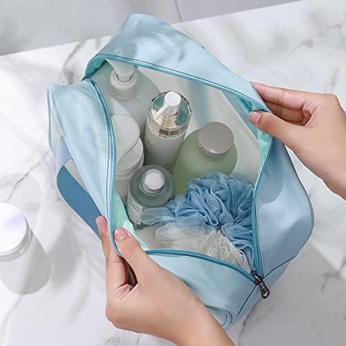 Travel Makeup Pouch Set Toiletry Bag Cosmetic Organizer Bag for Women and Girls Toiletry Storage Kit Set of 3, BLUE, M, Travel Accessories - Image 3