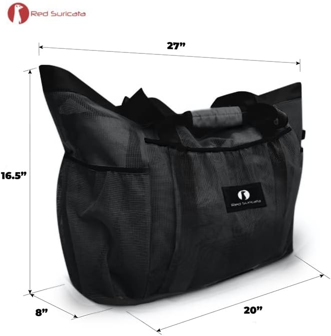 Red Suricata Mesh Beach Bag with Zipper - Extra Large Beach Tote Bag – Pool Bag | with Zipper - Image 5