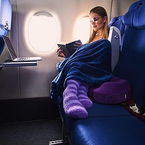 Cabeau Fold ‘N Go Travel Blanket Doubles as Neck Support Pillow, Versatile Lumbar Support Cushion, with Compact Travel Case - French Microfiber (Blue) (Pack of 2) - Image 3