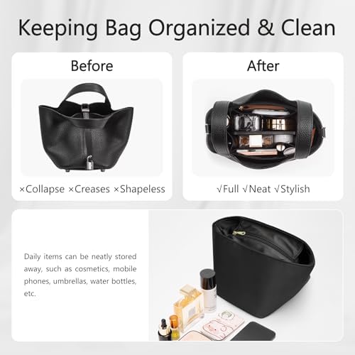 Silky Smooth Picotin 18 Bag Insert, Luxury Satin Fabric Picotin 18 Purse Organizer Insert with Zipper, Lightweight Soft Touch Bag Divider for Women's Hermes Bags Accessories(Black) - Image 4