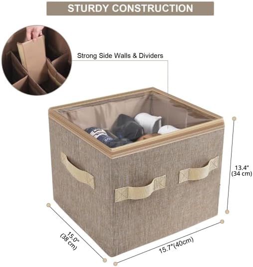 Moteph Shoe Organizer for Closet - Shoe Storage Organizer for Closet Organization with Clear Cover & Adjustable Dividers, Shoe Rack & Basket - (Light Brown, Small - 12 Pairs) - Image 5