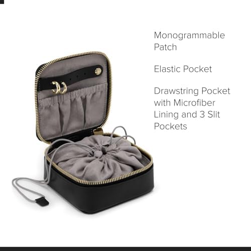 TUMI - Belden Jewelry Case - Women's Premium Leather Travel Accessories Organizer - For Earrings, Rings, Bracelets - Black with Light Gold Hardware - Image 3