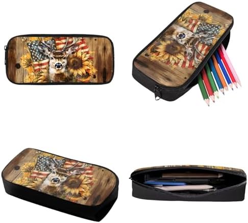 Schoolbag Set for Boys Girls Back to School, Large Capacity Children's Backpack Set with Lunch Bag, Knapsack Set for Elementary School Students, Deer American Flag Wood Grain - Image 7