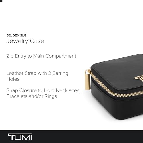 TUMI - Belden Jewelry Case - Women's Premium Leather Travel Accessories Organizer - For Earrings, Rings, Bracelets - Black with Light Gold Hardware - Image 2