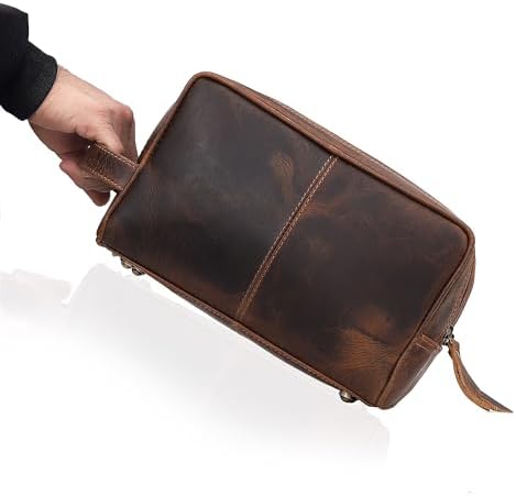 VC VINTAGE COUTURE Leather Toiletry Bag for Men Extra Large Leather Men's Toiletry Bag for Traveling Real Leather Dopp Kit for Men Leather Shaving Bag for Travel - Image 2
