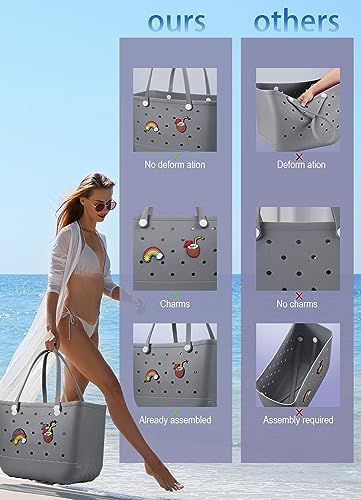 Baonat Beach Bag Rubber Tote Bag - Waterproof Travel Bag for Women Washable Tote Bag Handbag for Sports Beach Market Pool - Image 6