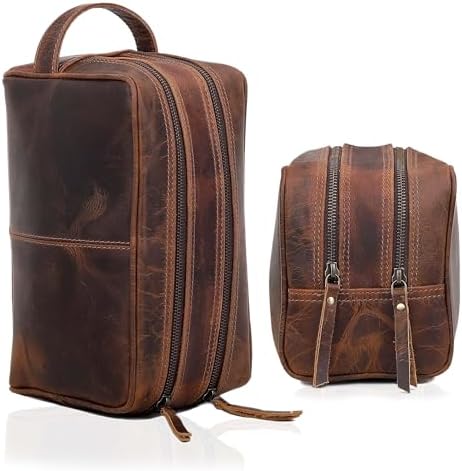 VC VINTAGE COUTURE Leather Toiletry Bag for Men Extra Large Leather Men's Toiletry Bag for Traveling Real Leather Dopp Kit for Men Leather Shaving Bag for Travel - Image 5