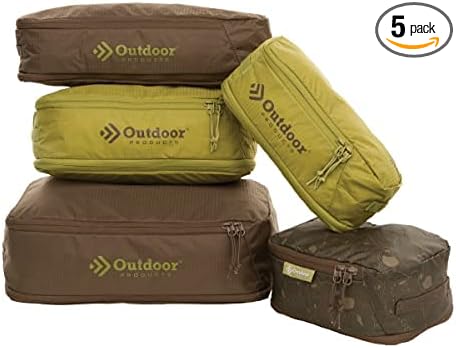 5 Piece Set Lightweight Expandable Travel Cubes for Luggage (Olive and Brown) (Olive and Brown) by OutdoorProducts
