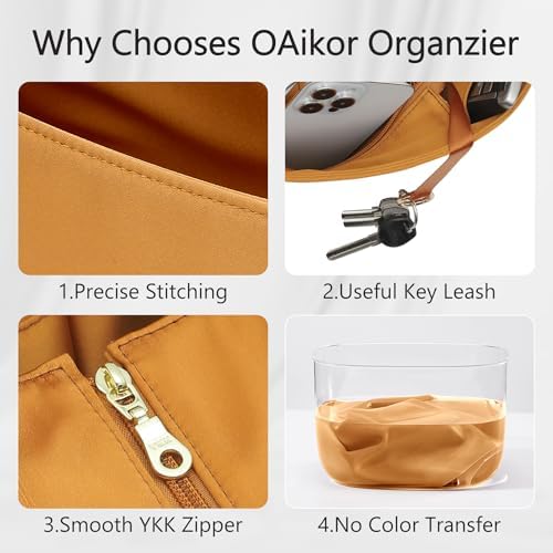 Silky Smooth Picotin 18 Bag Insert, Luxury Satin Fabric Picotin 18 Purse Organizer Insert with Zipper, Lightweight Soft Touch Bag Divider for Women's Hermes Bags Accessories(Brown) - Image 5