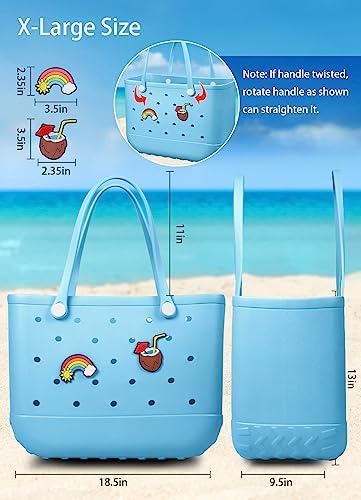 Baonat Beach Bag Rubber Tote Bag - Waterproof Travel Bag for Women Washable Tote Bag Handbag for Sports Beach Market Pool - Image 3