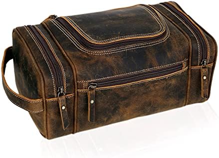 VC VINTAGE COUTURE Leather Toiletry Bag for Men Extra Large Leather Men's Toiletry Bag for Traveling Real Leather Dopp Kit for Men Leather Shaving Bag for Travel by VCVINTAGECOUTURE