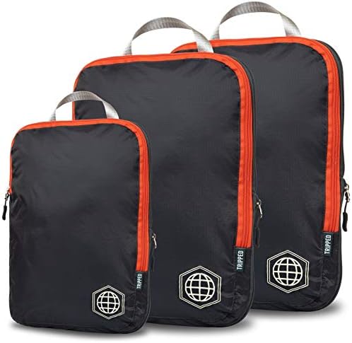 Compression Packing Cubes for Travel, 3-Piece Lightweight Packing Cubes Set for Carry-On Luggage & Backpacks – TRIPPED Travel Gear (Grey and Orange) - Image 10