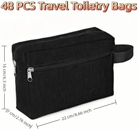 48 Pcs Travel Toiletry Bag for Men Women Bulk Large Water Resistant Shaving Bag Hanging Cosmetic Bag Makeup Travel Pouch Foldable Toiletry Organizer Gifts for Graduation Father's Day(48, Black) - Image 2