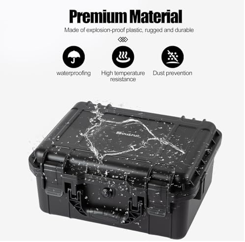 small Hard case Waterproof Hard Case with DIY Customizable Foam Insert Portable Protective for Camera Drones Equipments Tools Test Instruments 14.2''x11.4''x6.3'' - Image 5