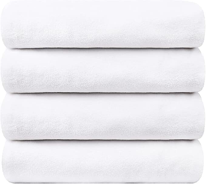 JML Microfiber Towels, Bath Towel Set - Extra Large, Soft, Absorbent, Fast Drying for Adult, Hair, Swimming, Fitness, Sport, Yoga, 4 Pack, 27" x 55", White - Image 2