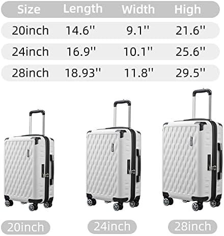 Melalenia Luggage 10 Piece Sets Clearance,Large Suitcase Set Spinner Wheels with TSA Locks,Hard Shell Luggage Sets for Women Travel Suitcase (10Pcs White) - Image 4