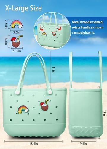 Baonat Beach Bag Rubber Tote Bag - Waterproof Travel Bag for Women Washable Tote Bag Handbag for Sports Beach Market Pool - Image 2