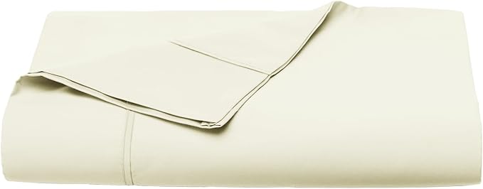 Pizuna Pure 100% Cotton Flat Sheets Only Queen Off White (1 PC), Luxurious 400 Thread Count Long Staple Cotton Sateen with 4inch Hem (Combed Queen Flat Sheet Only Cotton) by Pizuna