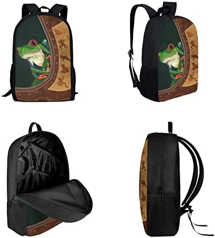 Cartoon Frog Schoolbag Set for Boys Girls Back to School Supplies, Large Children's Backpack Set with Lunch Bag, Lightweight Knapsack Set for Elementary School Students - Image 2