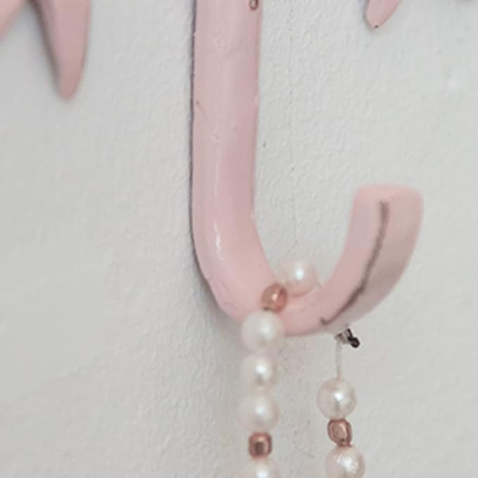 Pack of 2 Shabby Chic Large Decorative Wall Hooks 5.3" H,Iron Pink Bow Coat Hooks with Screws for Key, Towel, Bags, Cup, Hat and More - Image 5