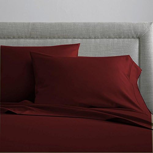 100% Cotton Sateen Pillow Cases Covers - Set of 4 with Zipper Closure (Square - 16 inch x 16 inch, Dark Red) by Unknown