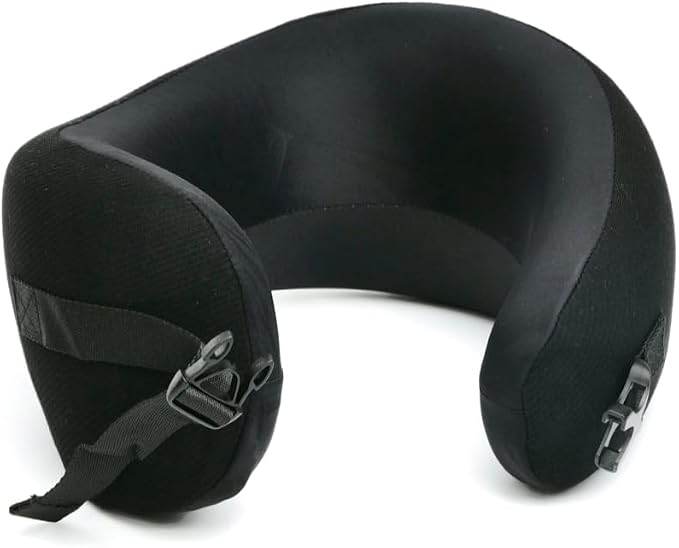C CUSHION LAB Extra Support Travel Pillow, Award-Winning Patented Ergonomic Design for Chin & Neck Support Memory Foam Neck Pillow, Compact Airplane Pillow for Traveling, Flight, Car (Black, Medium) - Image 2