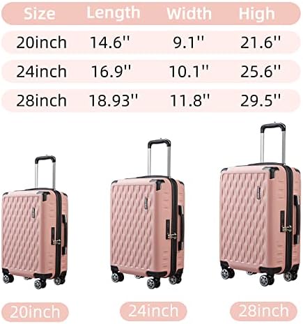 Melalenia Luggage 10 Piece Sets Clearance,Large Suitcase Set Spinner Wheels with TSA Locks,Hard Shell Pink Luggage Sets for Women Travel Suitcase (10Pcs Pink) - Image 9