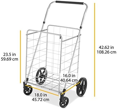 Whitmor Utility Cart with Adjustable Height Handle-Silver/Black - Image 2