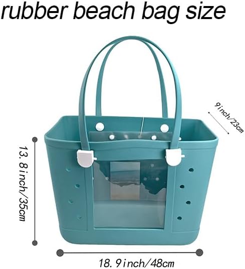 Rubber Beach Bag for Women, Waterproof Travel Tote Bags for Beach | Waterproof Sand-proof Tote Bags with Zipper Pocket, Durable Lightweigh Tote Bag for Outdoor - Image 4