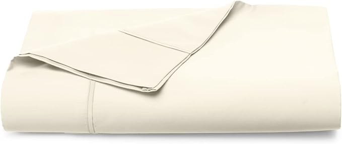 Pizuna Pure 100% Cotton Flat Sheets Only King Ivory (1 PC), Luxurious 400 Thread Count Long Staple Cotton Sateen with 4inch Hem (Combed King Flat Sheet Only Cotton) by Pizuna
