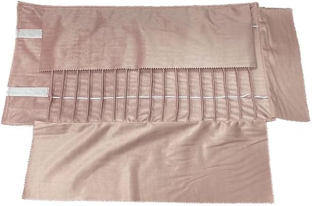 Travel Necklace Organizer, Tangle Free Jewelry Case, 16 Slots | Foldable,LightWeight Compact, Velvet Lining Jewelry Storage Bag for Chain Bracelet, Gift for Women Girls,Gray PU and Pink - Image 3