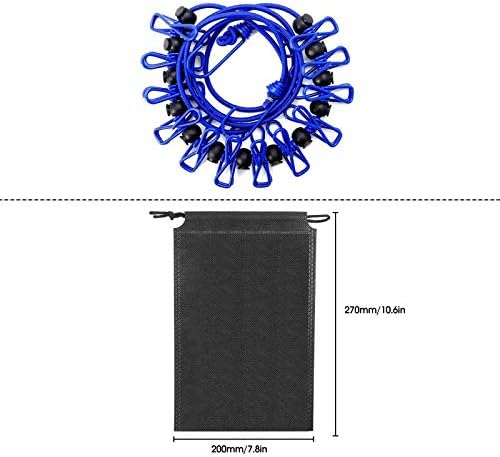 B&Y Travel Clothesline, Portable, Retractable and Adjustable Camping Clothesline, with a Non-Woven Bag, 13 Non-Slip Clips, 12 Clothes Clips, Indoor and Outdoor use (Blue) - Image 6