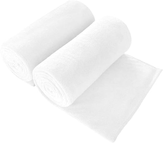 JML Microfiber Bath Towels, Bath Towel 2 Pack(35" x 70"), Oversized, Soft, Super Absorbent and Fast Drying, Multipurpose Use for Sports, Fitness, Yoga, Microfiber White by JML