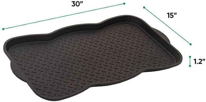 Superio Multi-Purpose Boot & Shoe Tray, Black, 29.75 x 15 Round Scalloped, Protects Floors from Water and Dirt, Waterproof for All Weather Indoor or Outdoor Use (2) - Image 3