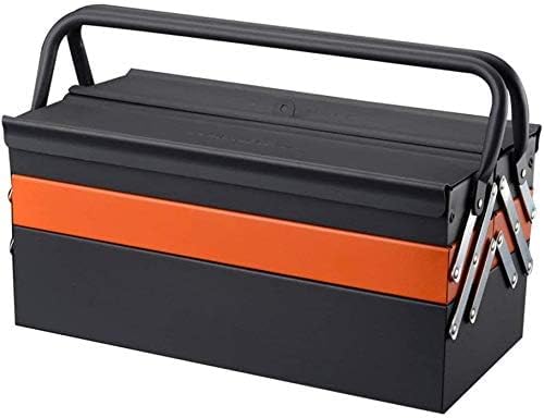 Edward Tools Portable Metal Tool Box with 3 Level Fold Out Organizer Storage - Heavy duty metal frame with smooth metal cantilever latchets - Rust/Scratch Resistant Finish - Hand Carry - Image 2