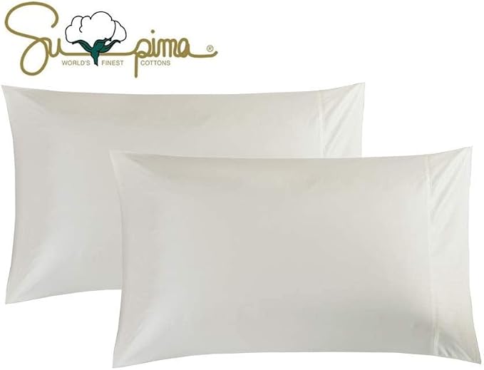 100% Supima Cotton 600 Thread Count King Pillowcase Set of 2, Luxury Hotel Pillow Cases,Soft & Silky Sateen Weave, Premium Quality King Pillowcase 2 Pieces (Ivory, KPC) by ELINEN